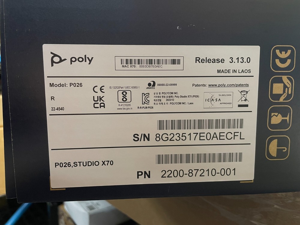 Poly Studio X70 Video Conferencing Bar & TC10 Touch Controller - 8L531AA#ABA