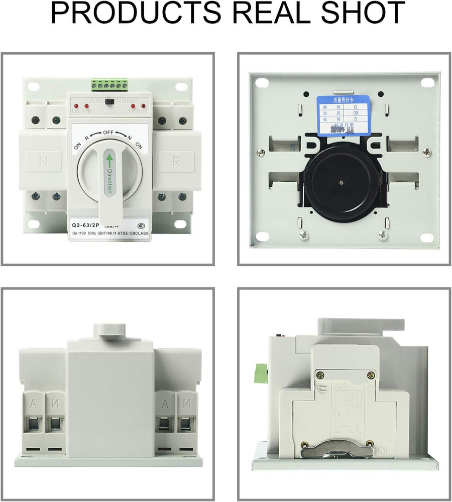 Automatic Transfer Switches 2P 63A 110V, Dual Power Toggle Controller Change-Ove