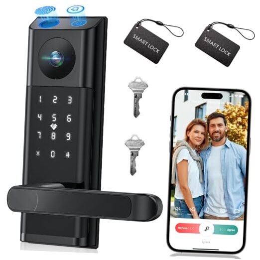 Video Smart Lock with Camera & Doorbell, 5-in DL02 Fingerprint lock with camera
