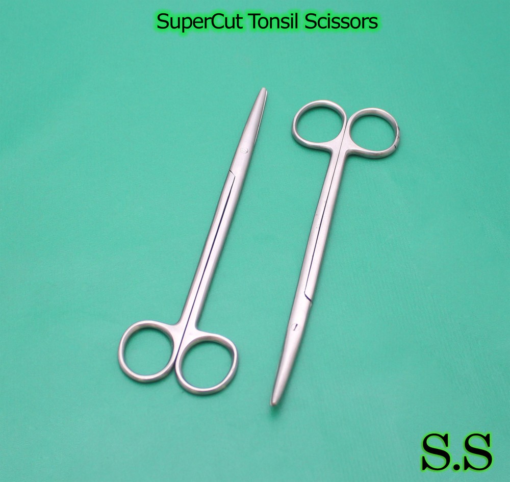 2 SuperCut Tonsil Scissors 7 STR CU Surgical Instrument