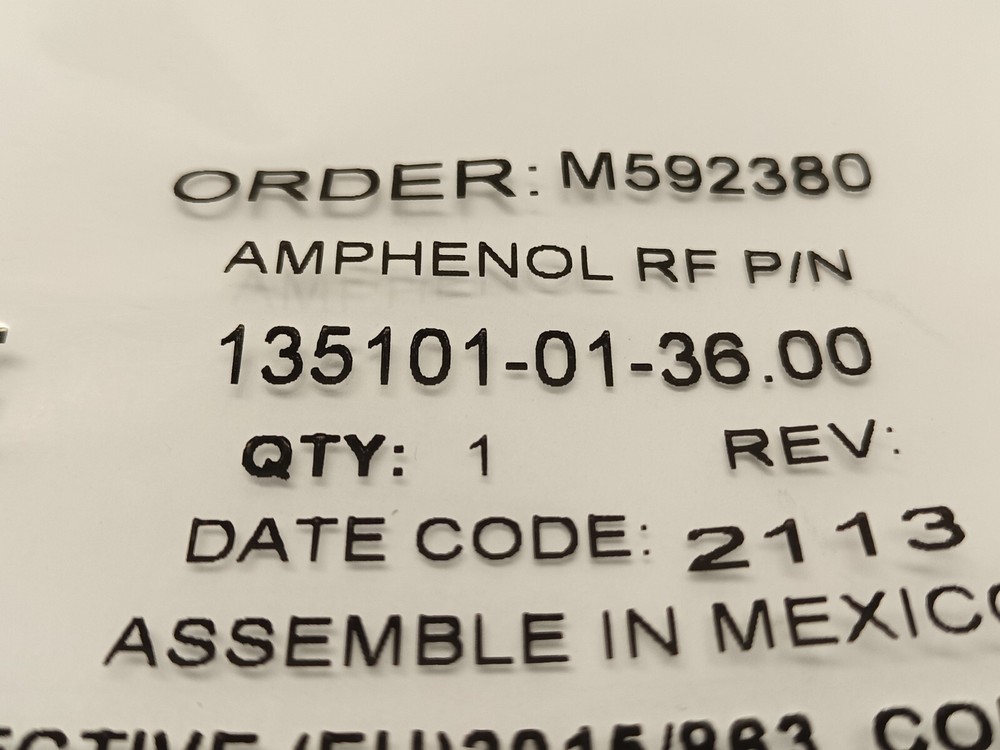 Amphenol 135101-01-36.00 RF Cable Assembly