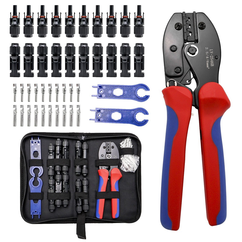 Solar Crimper Tool Kit Solar Panel Connectors Crimping Tool w/ 2 Spanner Wrench