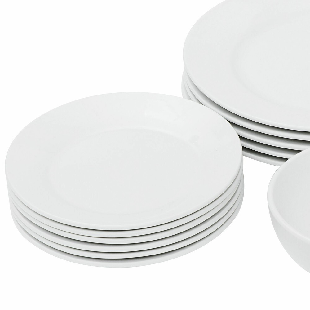 18-Piece Dinnerware Set Round Dinner Plate Dish Service White Dinner Service Set