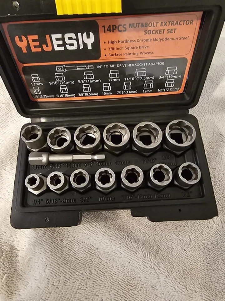 Bolt Extractor Set 14-Piece Stripped Bolt Extractor Socket Set with Storage Case