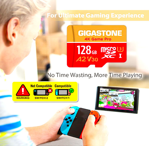 Gaming Storage Security Data Memory GIGASTONE 128GB Micro SD XC A2 V30 (2) Pack.