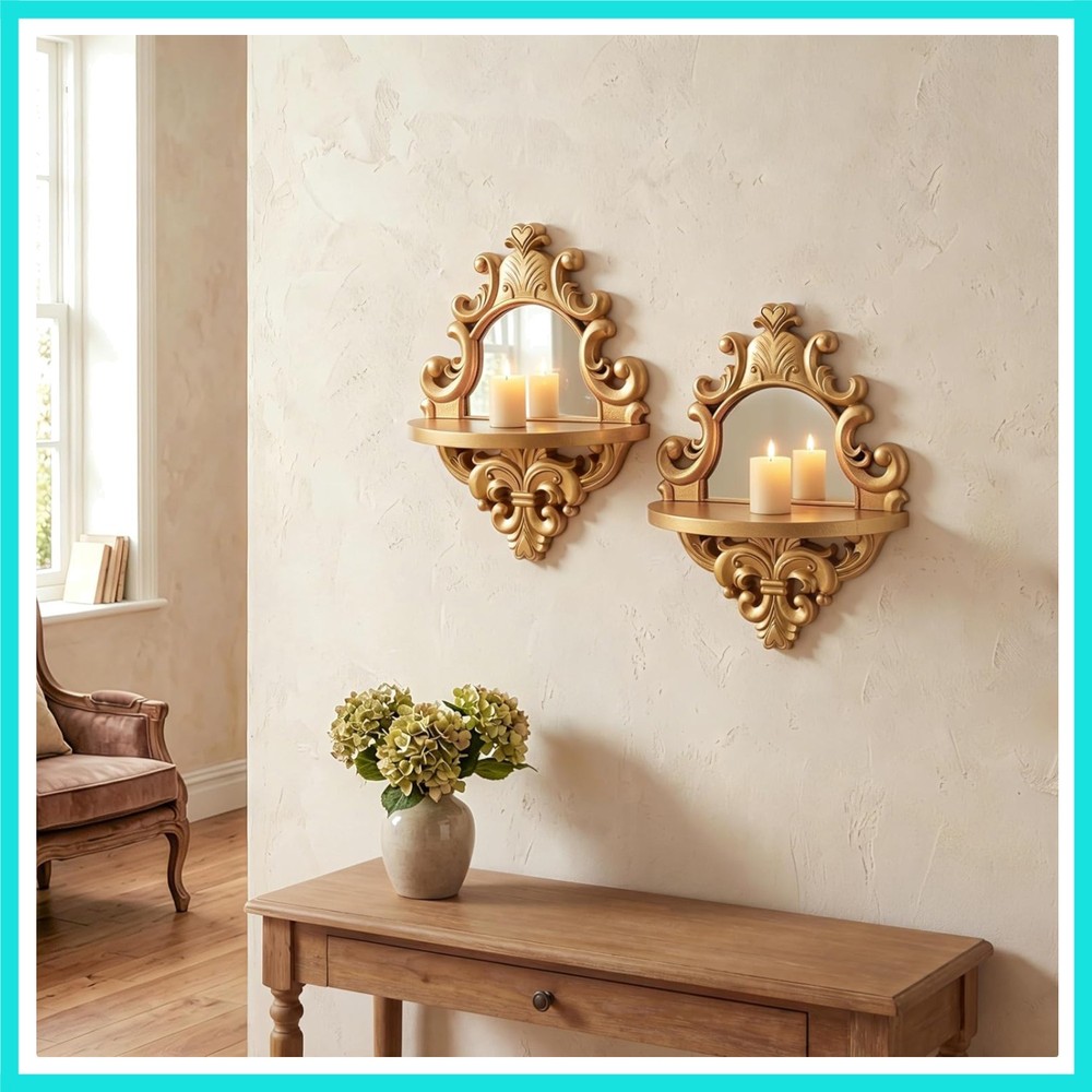 Three-Dimensional Relief Candle Sconces Set 2 Rustic Wall Mount Candle Holder...