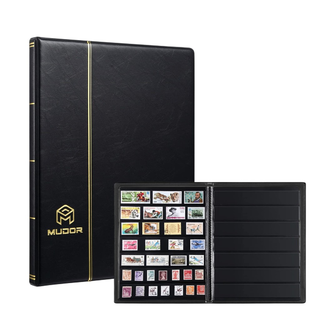 Stamp Collecting Album, 7 Rows Pockets Stamp Book for Collectors, 10 Sheets