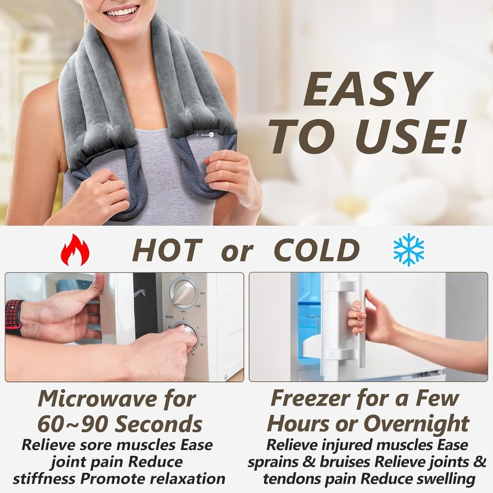 Microwave Heating pad for Neck and Shoulders Back 33 * 5" microwavable Moist...