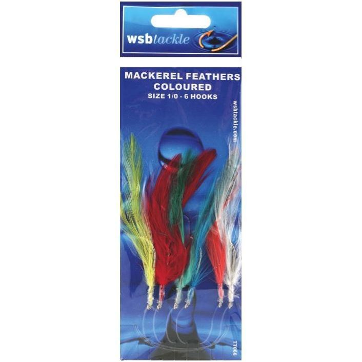 WSB Mackerel Feathers Coloured 1/0 6 Hook
