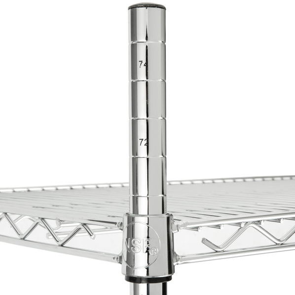 (4-Pack) Chrome Shelving Post Metal Wire 74" with Adjustable Footing (Post Only)