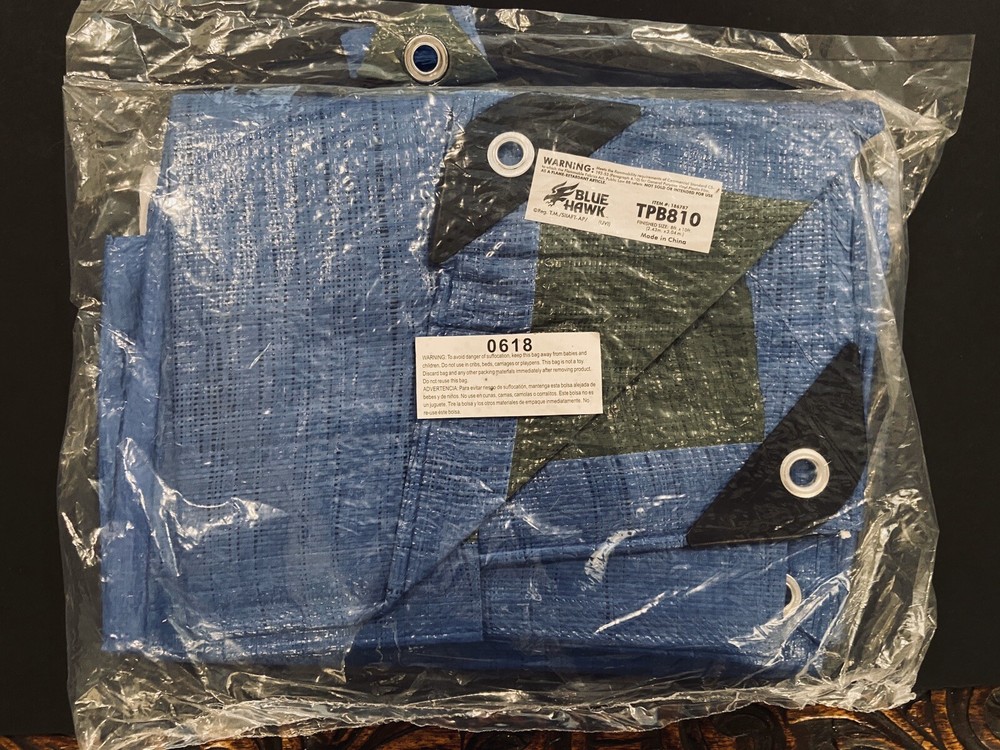 Blue Hawk 8 X 10’ Small NEW In Package Tarp Washable