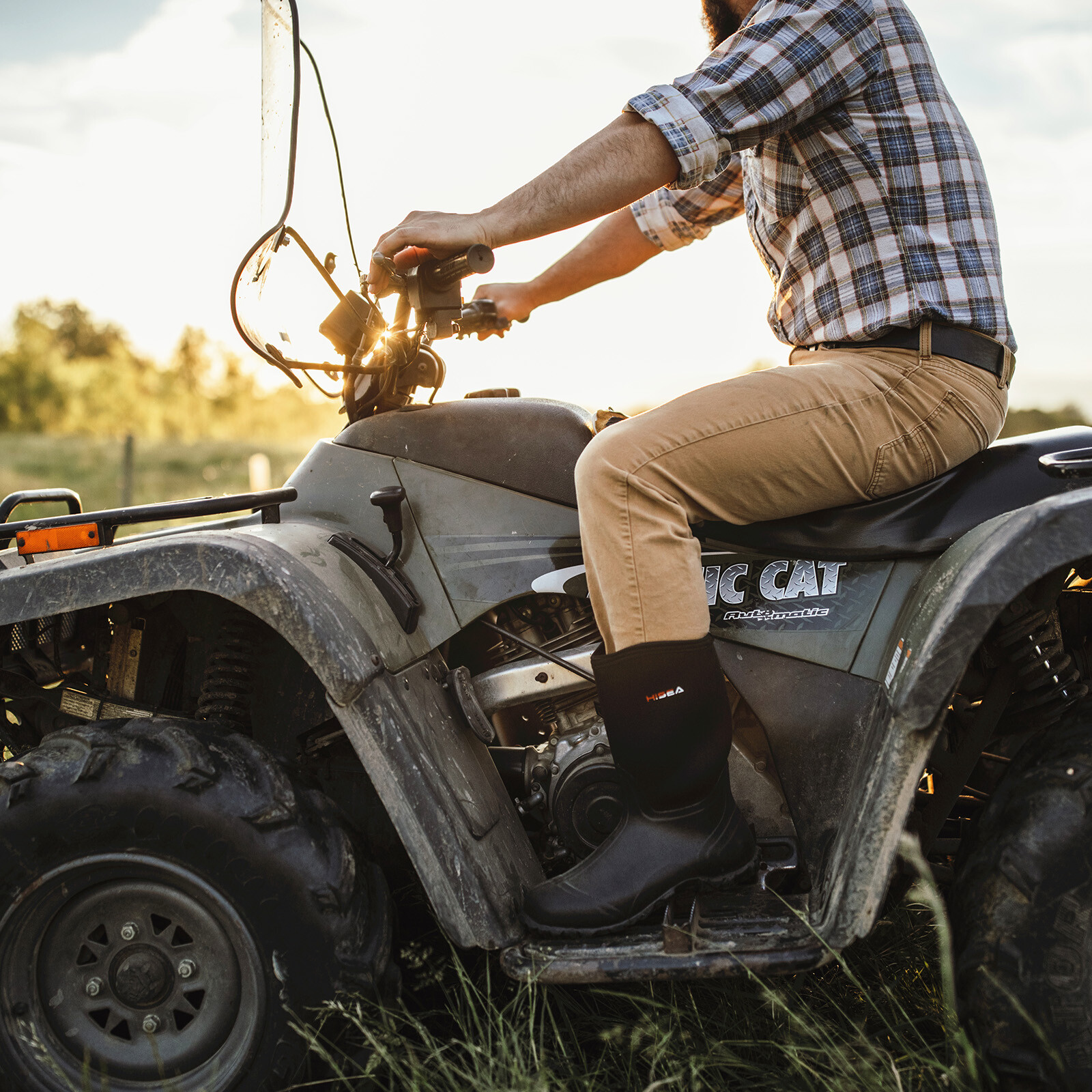 HISEA Men Neoprene Rain Boots Waterproof Insulated Hunting Fishing Mud Work Boot