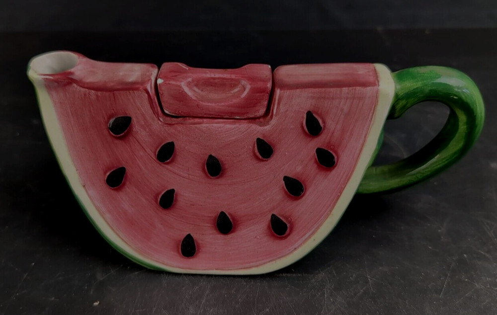 Watermelon Teapot and Bowl, Hand Painted