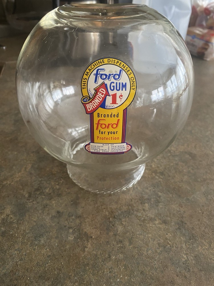Small 1 Cent Ford Glass Globe Fired Label