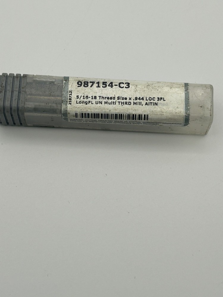 Harvey Tool 987154-C3 Helical Flute Thread Mill: 5/16-18,  Solid Carbide.  C1