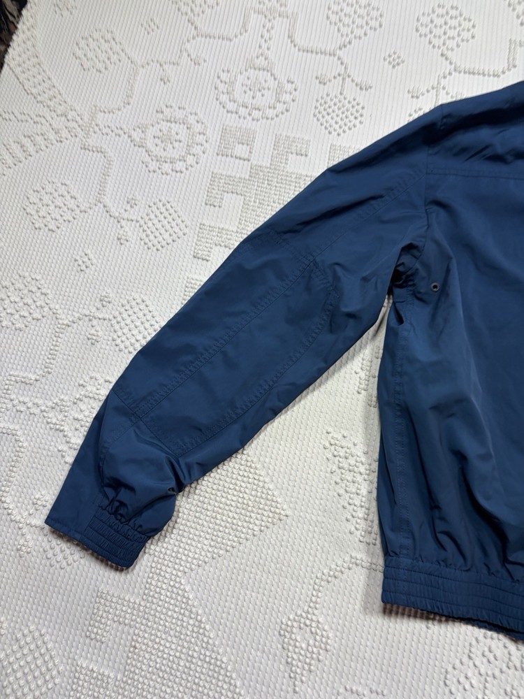 Orlebar Brown Shell Bomber Jacket Men Medium Stowable Hood Blue Full Zip