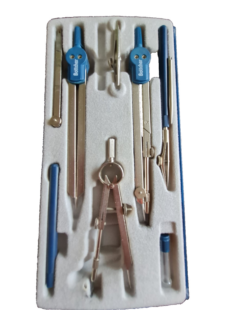 Vintage 9 Piece Bottcher Compass Set Complete
