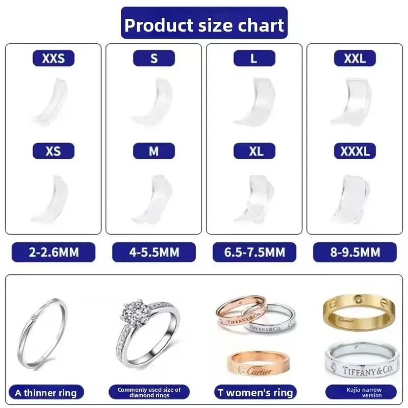 8Pcs Set Invisible Design Ring Size Clip Guard Resizer Reducer Adjuster