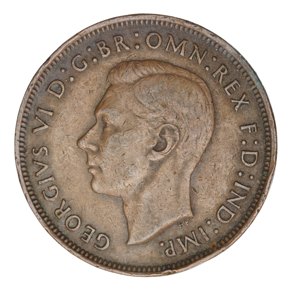 1944 British Penny Copper Coin