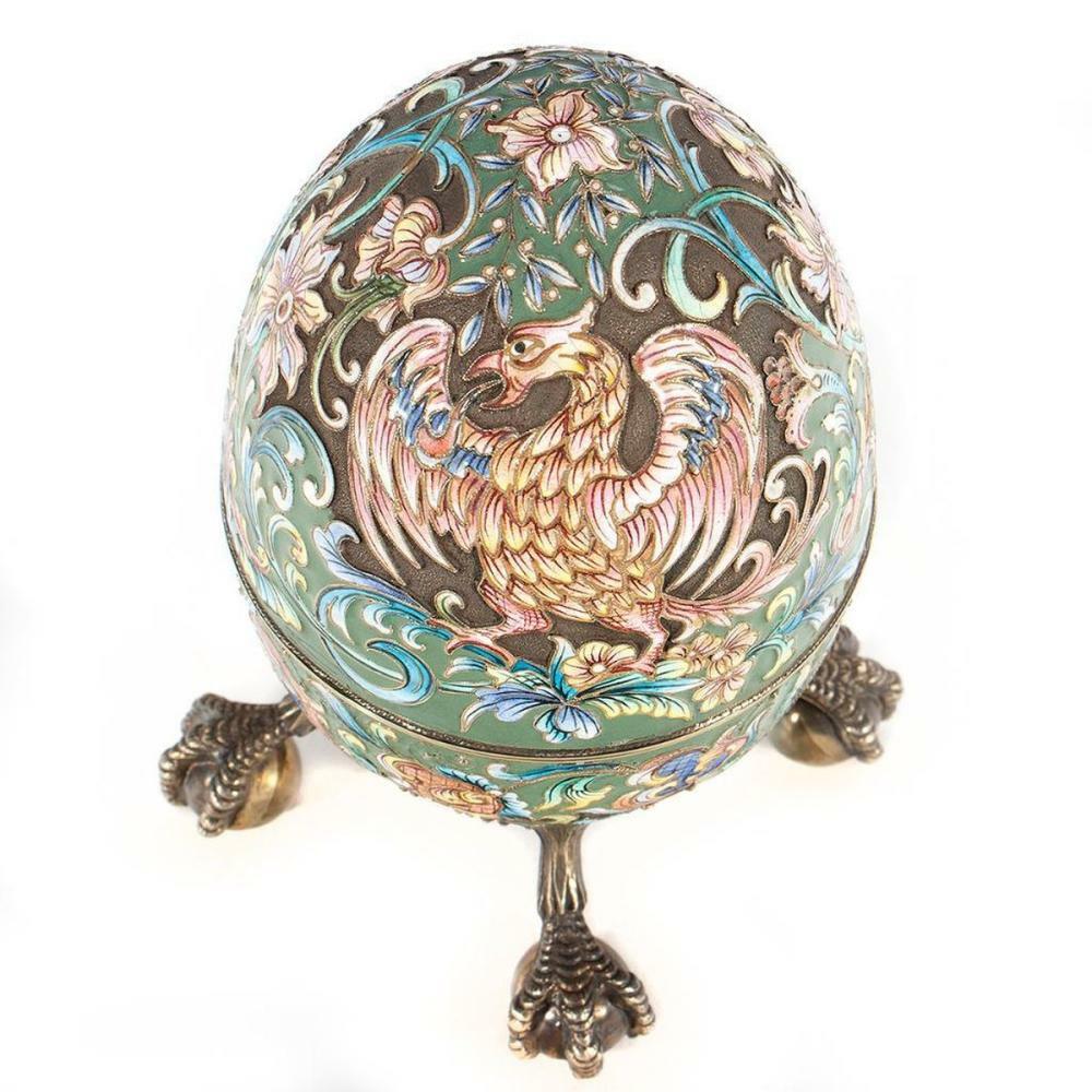 Antique Russian Enamel Silver Egg