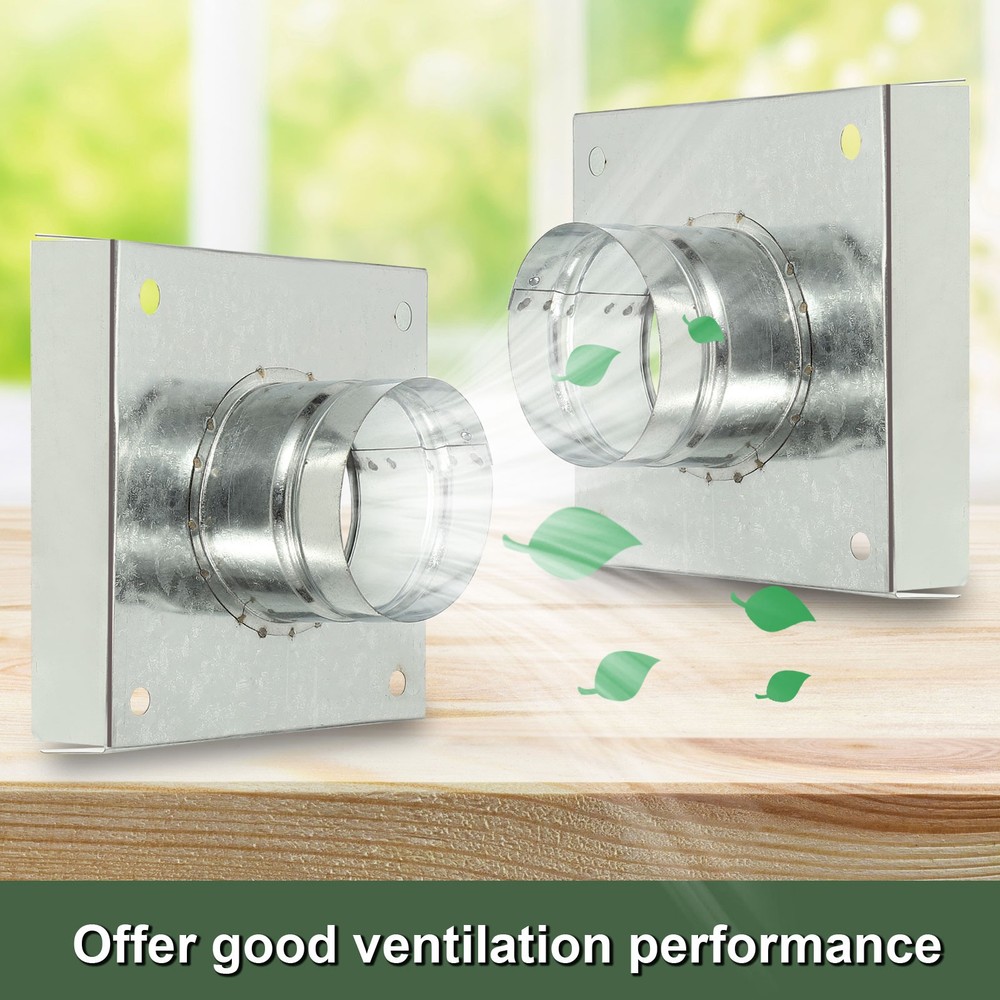 2 Pcs 3" Square Galvanized Duct Connector Flange, Silver Tone