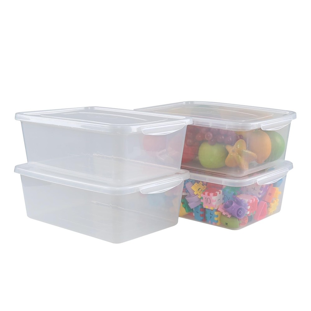 Readsky 14 quart Plastic Storage Bins with Lids, Clear Latching Box, 4 Pack