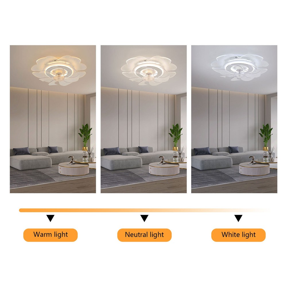 18.5" Ceiling Fan Light Flush Mount LED Ceiling Light kit w/ Remote APP Control