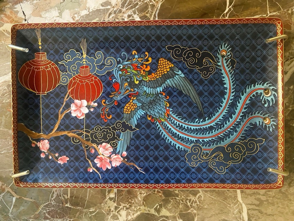 William Sonoma Lunar New Year Blue Phoenix Large Rectangular Serving Platter