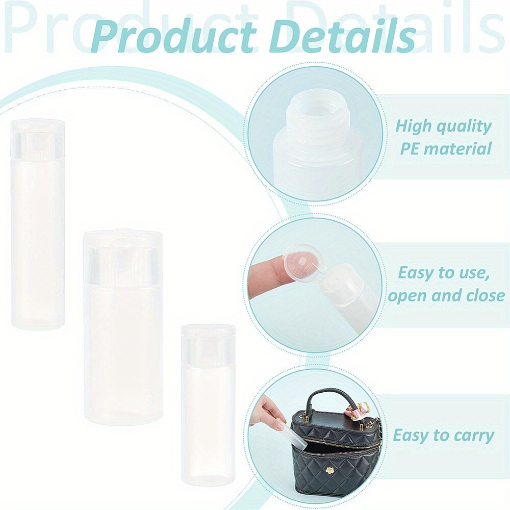 1bag 10pcs 3 styles Plastic Empty Refillable Flip Cap Bottles with PP Plastic