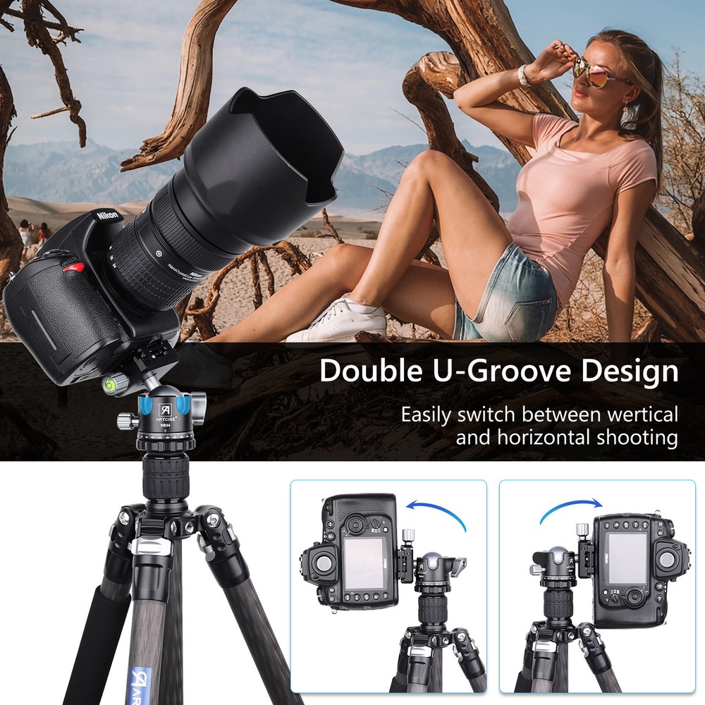 ARTCISE Rotating Panoramic Ball Head Low Profile Tripod Head W/QRP For Camera