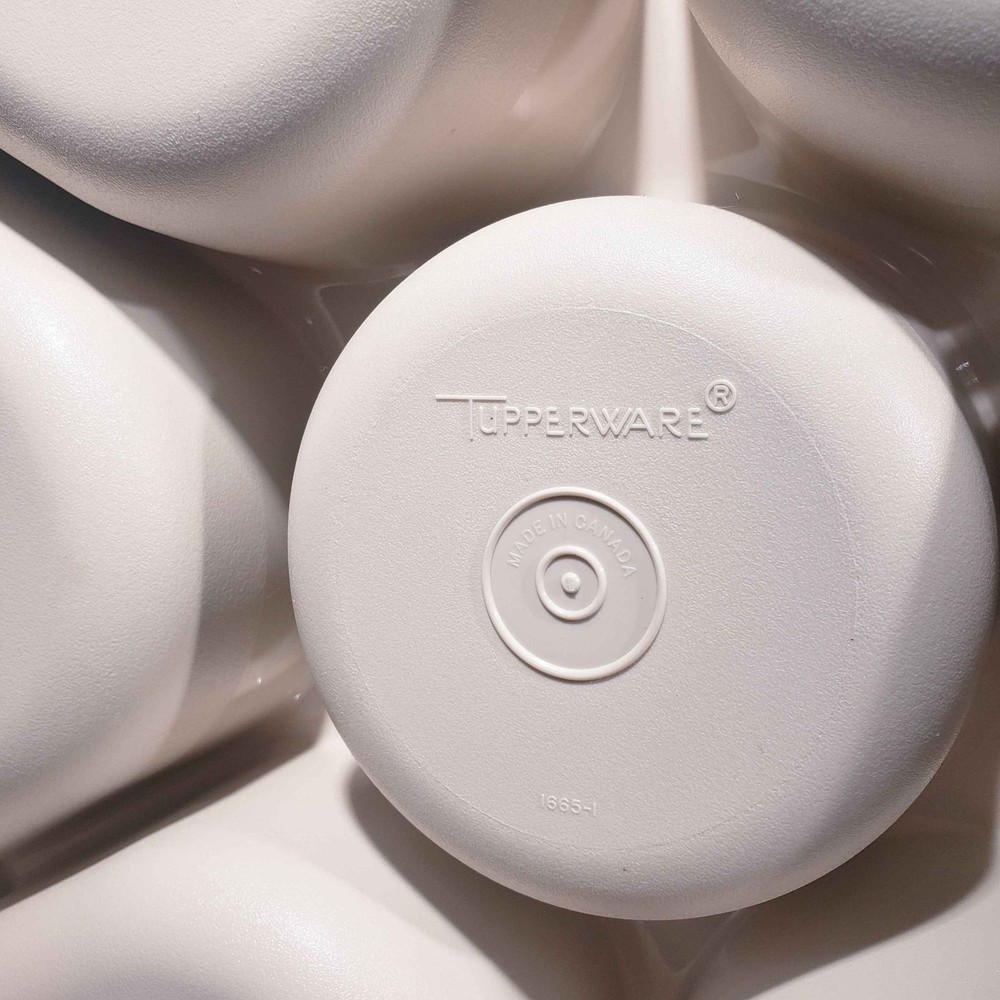 TUPPERWARE CREAM LARGE DIVIDED FRUIT/VEGGIE SERVING TRAY #1665 & # 1666 Beige