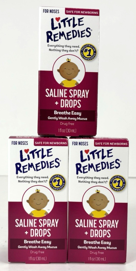 Little Remedies Saline Spray Drops For Noses Lot 3 Boxes 9/26 02/27
