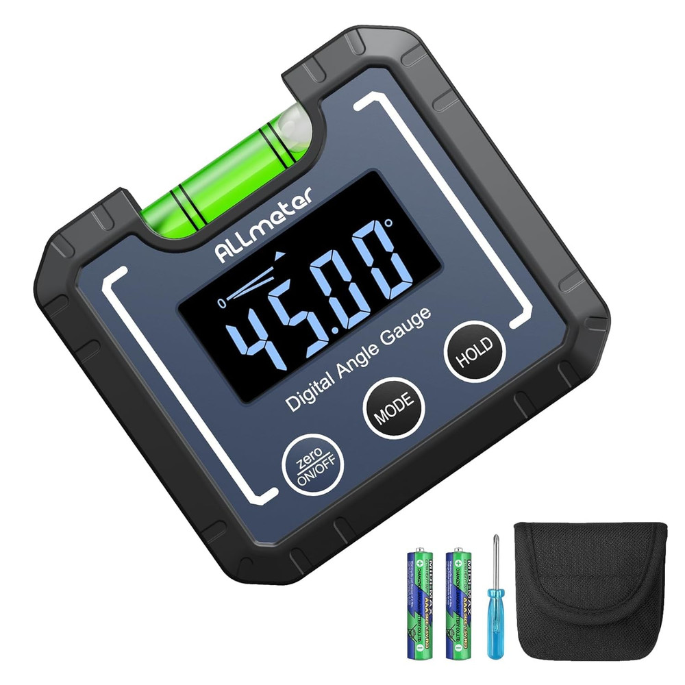 Digital Angle Gauge,0.05° High Precision Inclinometer with Magnetic Base & Bubbl