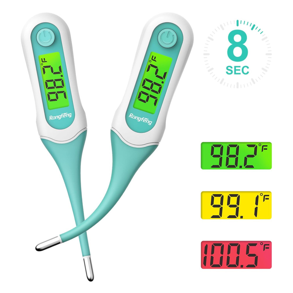 Digital Thermometer Soft Tip Fast 8s Readings Backlit Screen Adults Kids
