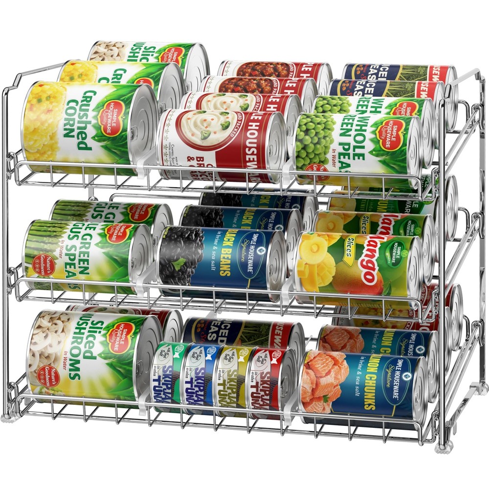 Simple Houseware Stackable Can Organizer Rack for 1-Pack, Chrome