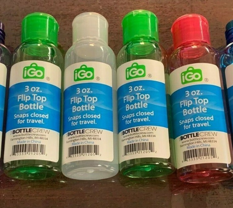 Bottle Crew 3oz Flip Top Plastic Bottle SIX PACK (SIX BOTTLES) Assorted Colors
