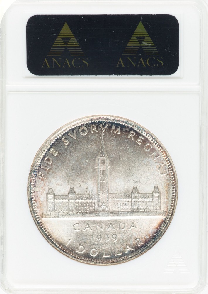 Canada 1939 Silver Dollar - ANACS MS-63 - ATTRACTIVE TONING!
