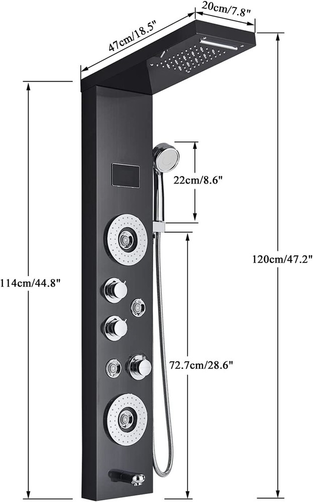 LED Rainfall Waterfall Shower Head Shower Panel Tower System Rain Massage System