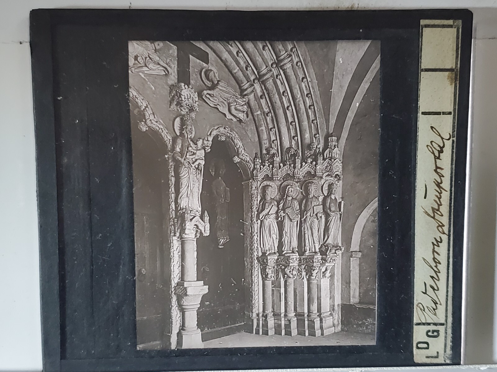 Detail from Peterborough Cathedral, England, Magic Lantern Glass Slide