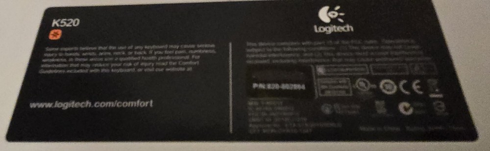 Logitech K520 Wireless Keyboard & M310 Mouse Combo