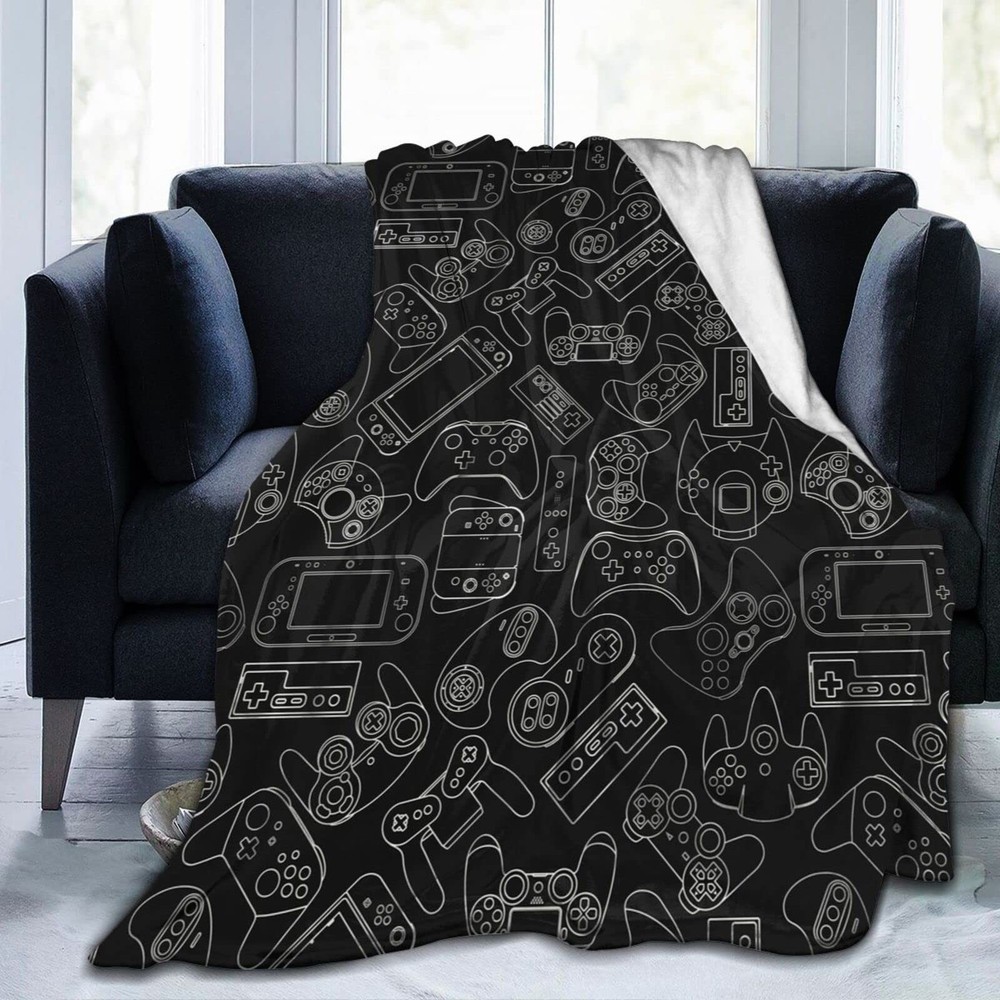 Perinsto Video Game Controller Pattern Throw Blanket Ultra Soft Warm All Season
