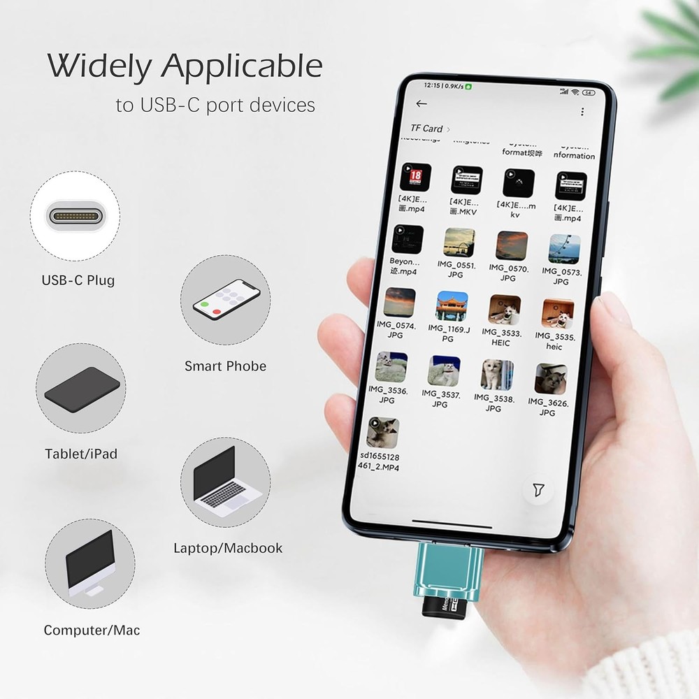 USB C Micro SD Card Reader for Android Phone, Camera, Laptop with Keychain, Mini