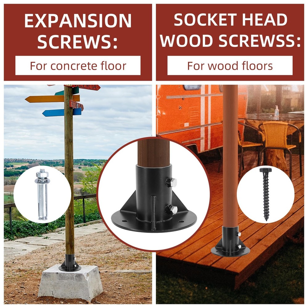 Cskunxia 2PCS Round Posts Base Bracket Chain Link Fence Flange Post Holder...