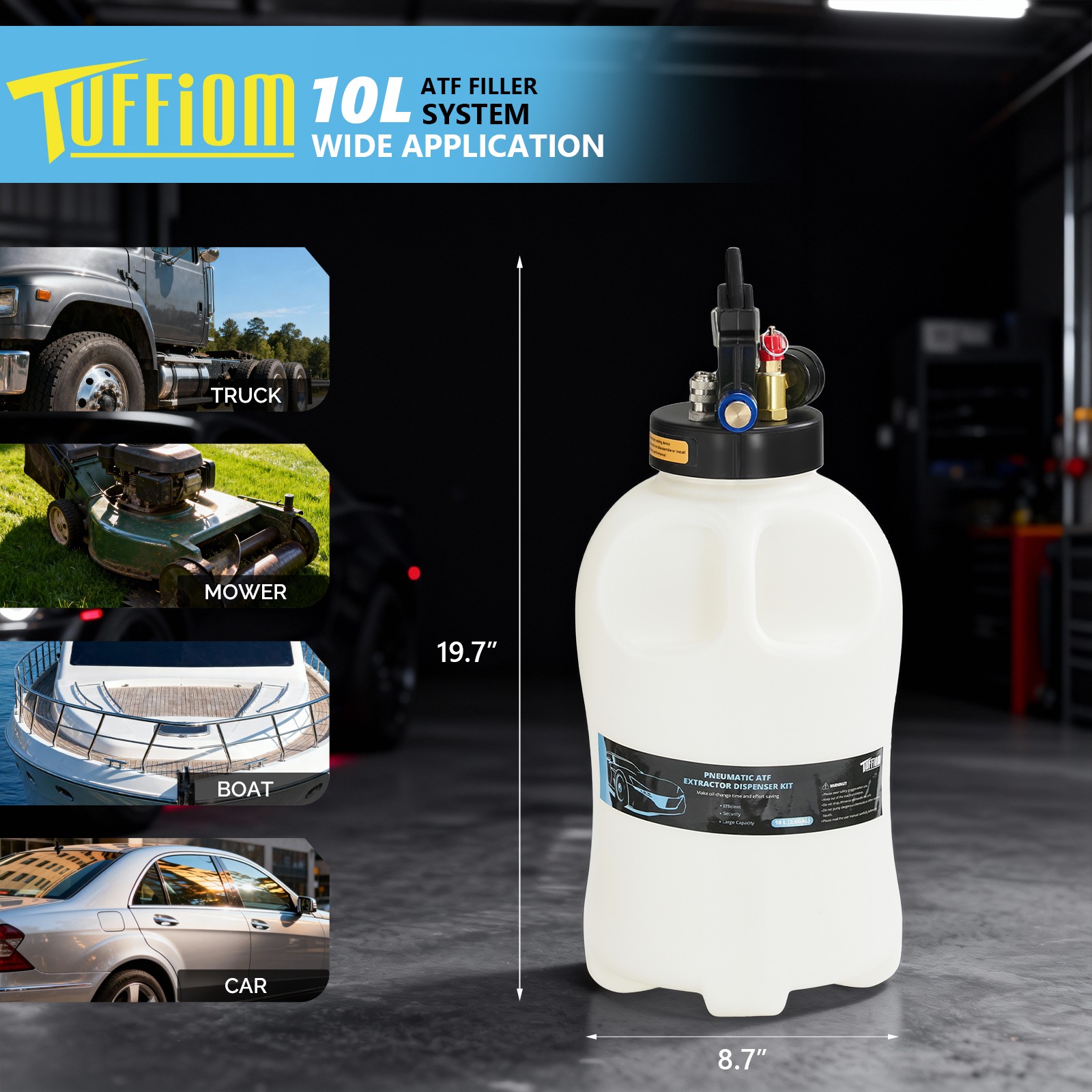 10L Transmission Fluid Transfer Pump 15 ATF Adapter Filler System Kit Black