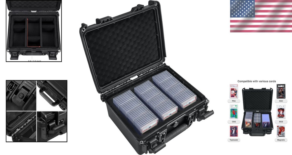 Lightweight Hard-Shell Card Case with Customizable Dividers - 102 Capacity