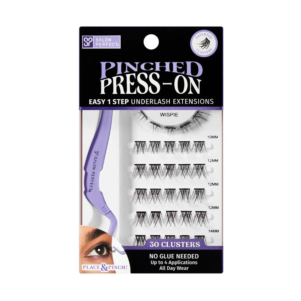 Salon Perfect Pinched Press-On Pre-Glued Underlash 1 step Extensions 30 Clusters