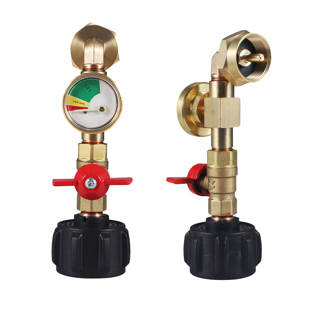 1Lb To 20Lb Tank Control Valve US Propane Refill Adapter With Gauge And ON-Off
