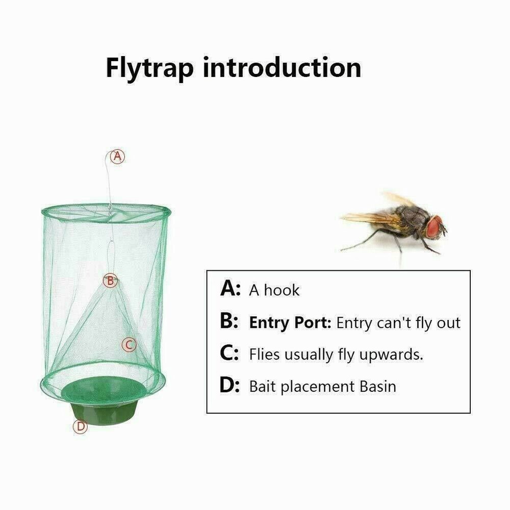 2/4/8PACK The Ranch Fly Trap Reusable Fly Killer Cage Net Trap Pest Bug Catcher