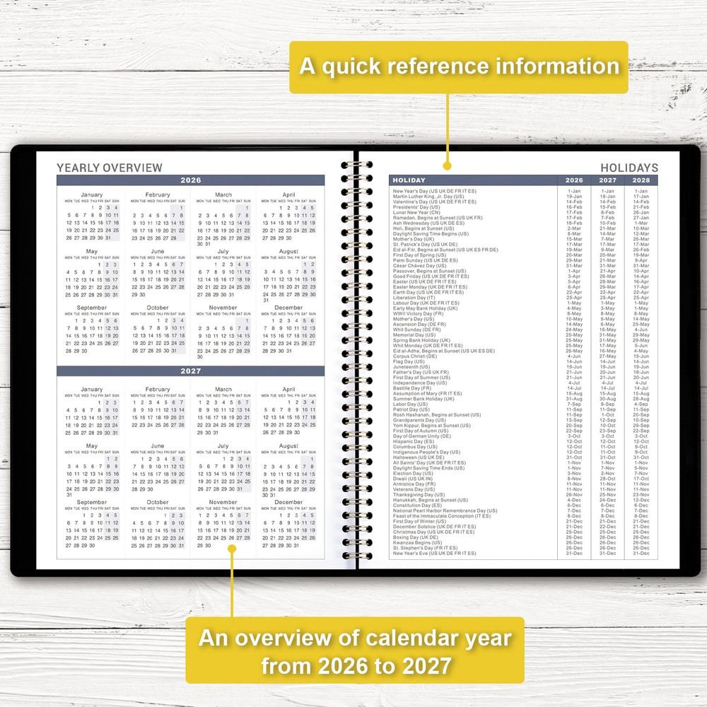 2026 Appointment Book - Planner 2026 from Large, Black:9" x 11"