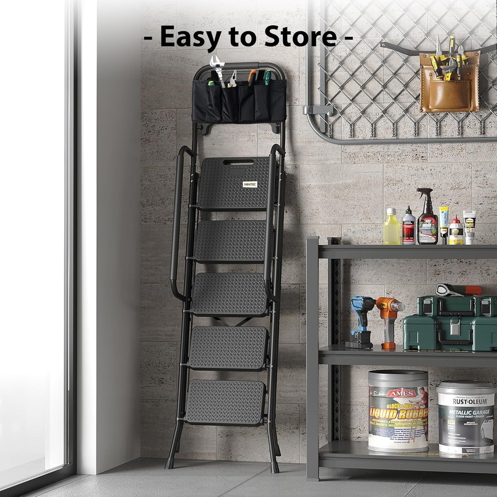 400lbs Max Load 5-Step Ladder with Tool Tray, Handrails
